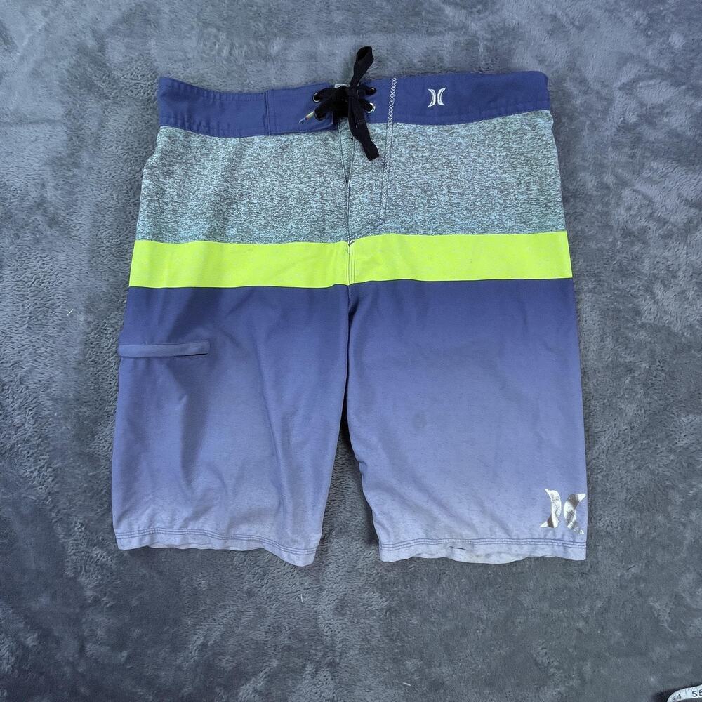 Hurley Board Shorts Mens 30 Blue Green Gray Swim Trunks Surf Beach Swimwear Logo